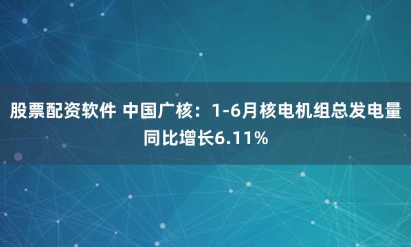 股票配资软件 中国广核：1-6月核电机组总发电量同比增长6.11%